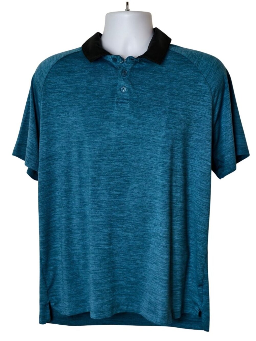 Leg3nd Mens L Polo Blue Heathered Performance Short Slv Athleisure Casual Golf